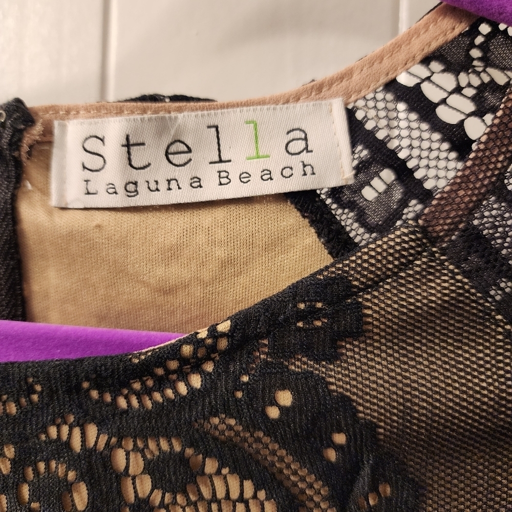 Stella Laguna Beach Black lace crop top. Size L - Picture 3 of 5
